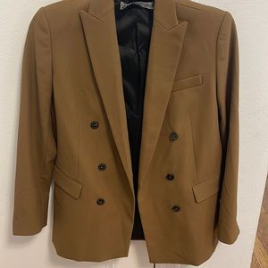 Zara double-breasted blazer in dark camel